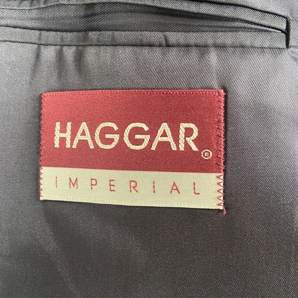Vintage Haggar Imperial Blazer Men 40L Grey Plaid 2 Button Sport Coat Jacket USA